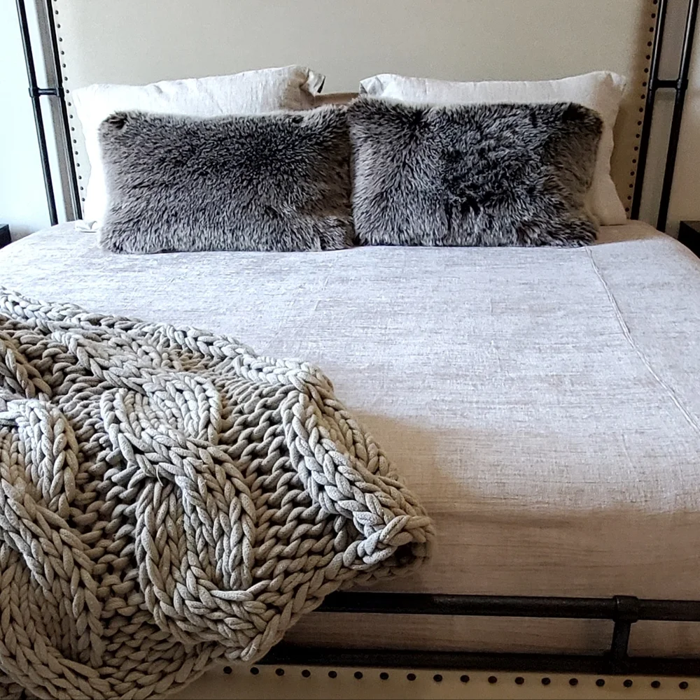 West Elm Luxurious Taupe Chenille King Duvet Cover, 108